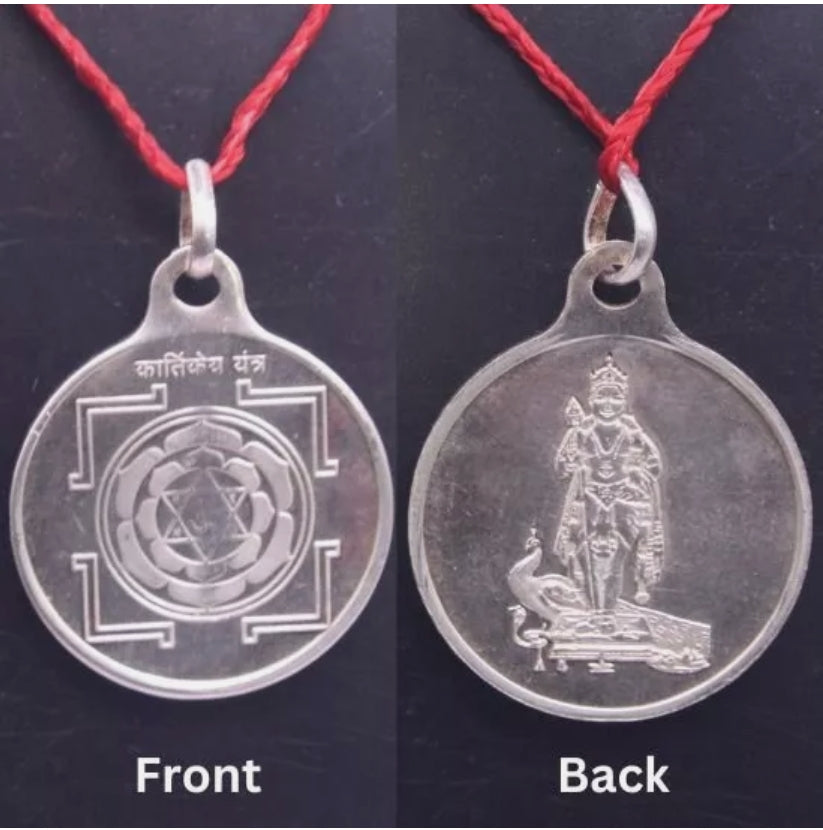 Murugan Yantra Locket / Pendant Pure Silver 5 Grams Activated & Energized