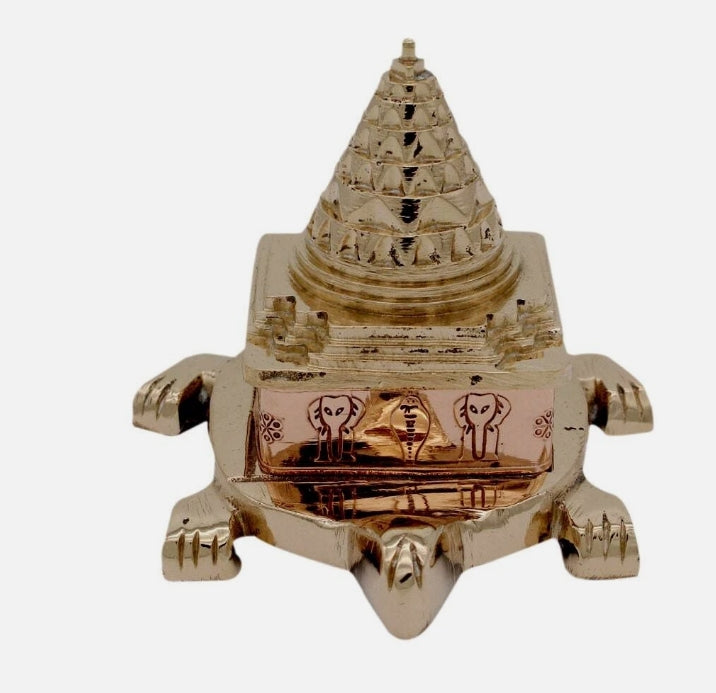 Tortoise Meru Shree Yantra Pyramid In Alloy Metal 3 Inches Energized