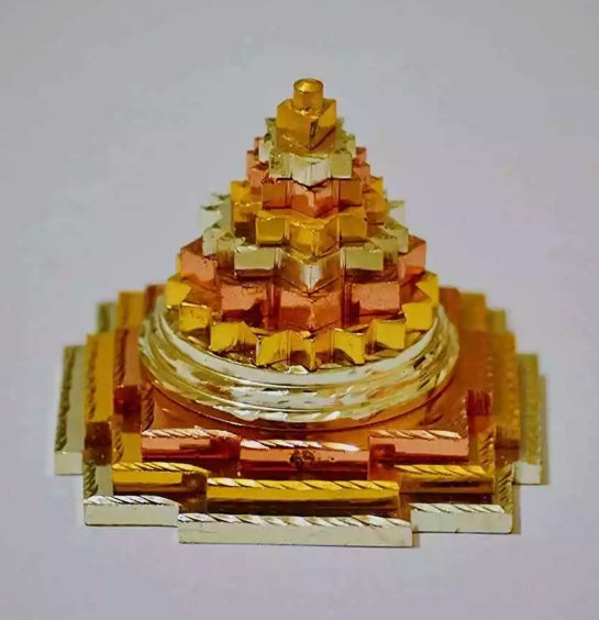 Meru Shree Yantra Pyramid In Panchdhatu Metal 6 Inches Energized
