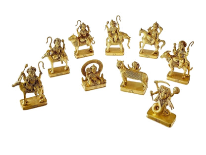 NavGraha Idols In Brass / 9 Planet Statues / Hindu Religion God Sculpture in Brass for puja home temple – back view